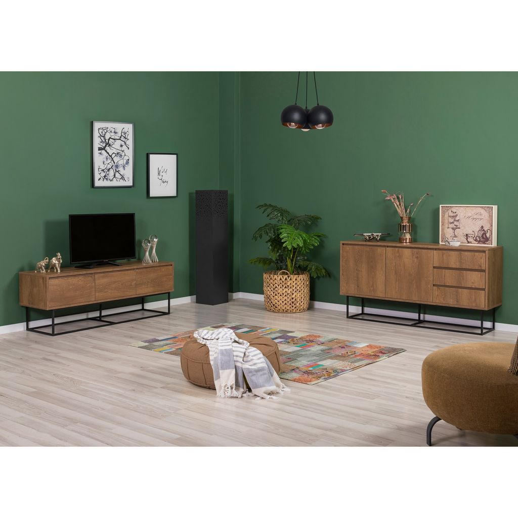 Skye Decor, Laxus Takım 15, Wohnzimmermöbel-Set, Nussbaum, 100 % MELAMINBESCHICHTETE SPANPLATTEN, 140 x 40 x 50 cm