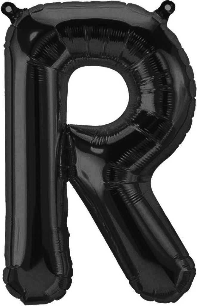 Folienballon Buchstabe R, schwarz, ca. 40 cm, für Luftbefüllung