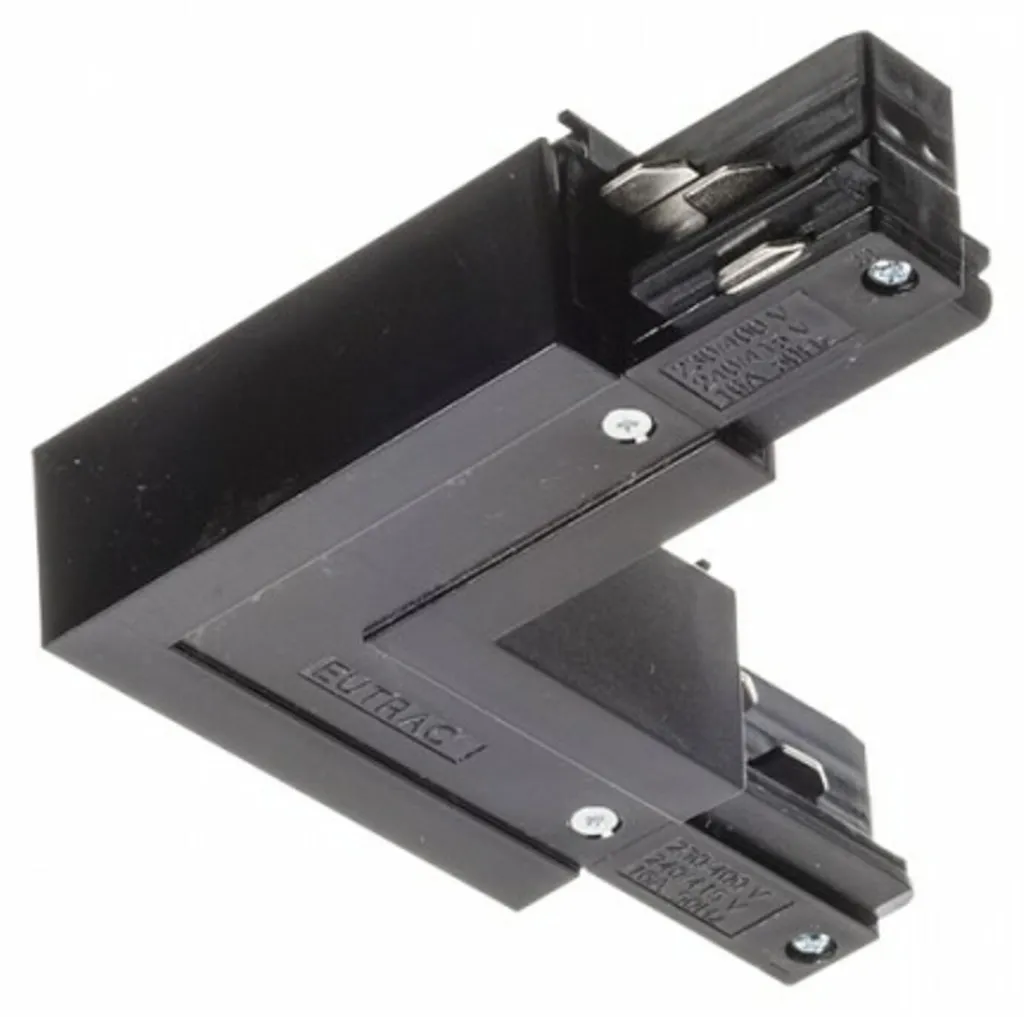 Connecteur d'angle en L EUTRAC Noir pour Rail d'Éclairage Triphasé 230V