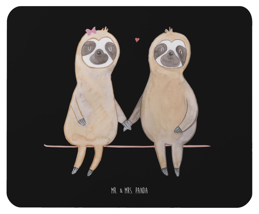 Mr. & Mrs. Panda Mauspad Faultier Pärchen - Schwarz - Geschenk, mousematte, Liebe, pc mousepad, Verliebt, Mouse Pad, laptop