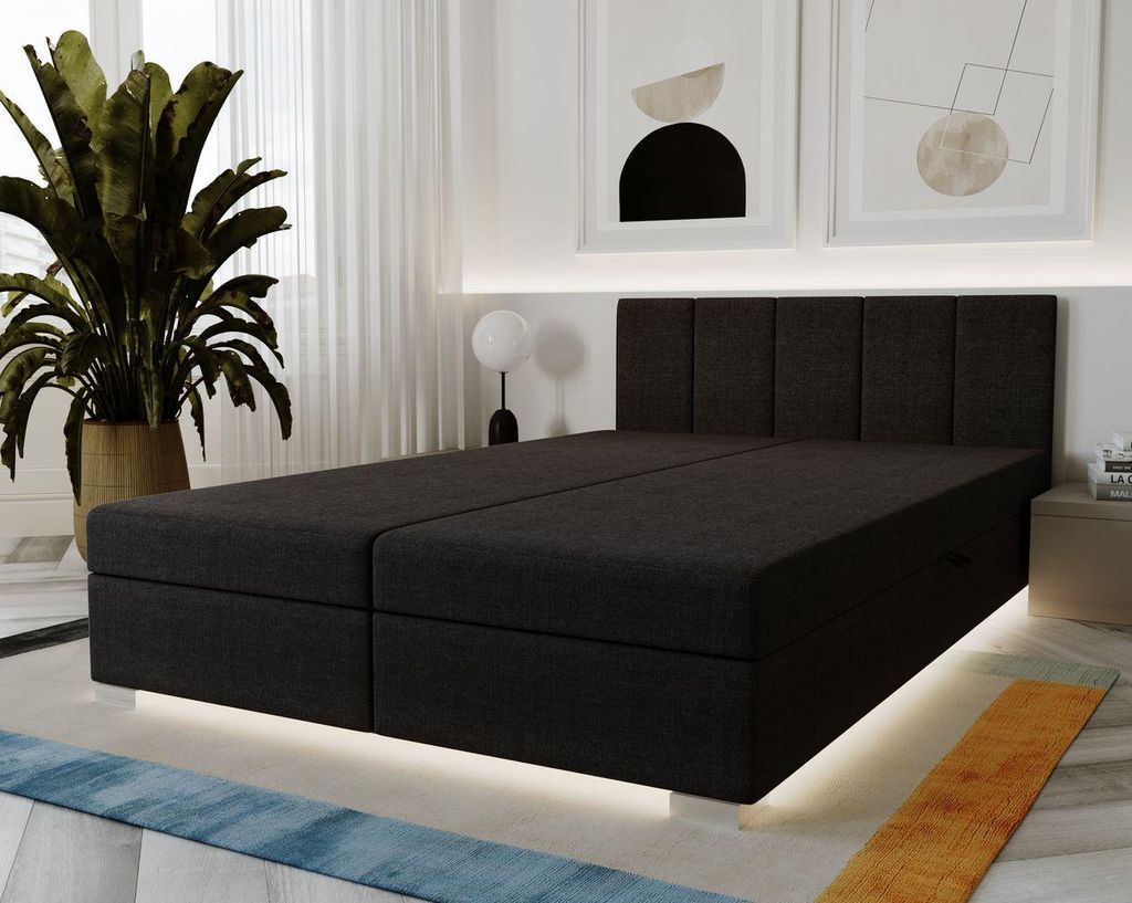 Gepolstertes Doppelbett 160x195 PEGY 1 - schwarz
