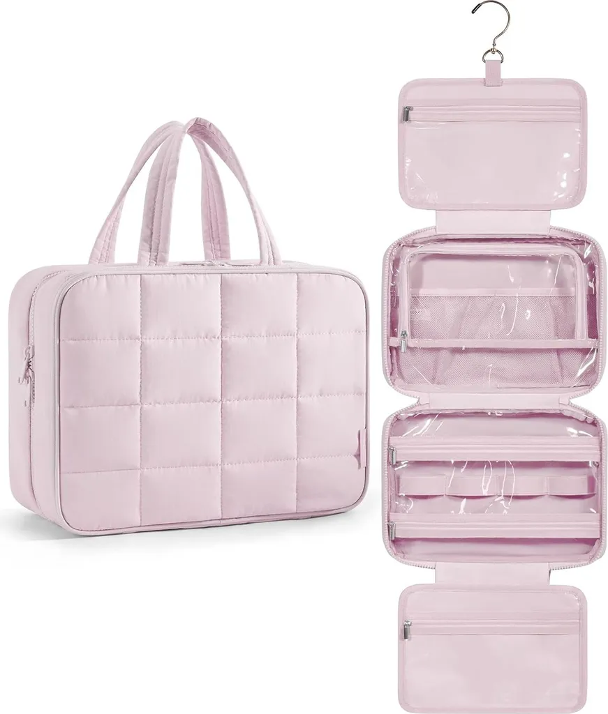 Grande trousse de toilette pour femme, organisateur maquillage pliable