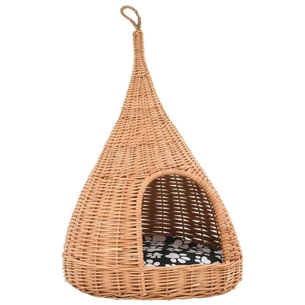 Casetta per gatti con cuscino 40x60 cm Tipi di salice naturale - 1