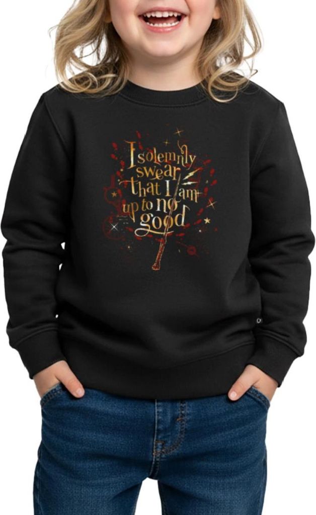 Spreadshirt Harry Potter I Solemnly Swear Spruch Kinder/Teenager Premium Pullover, 134/140 (8 Jahre), Schwarz