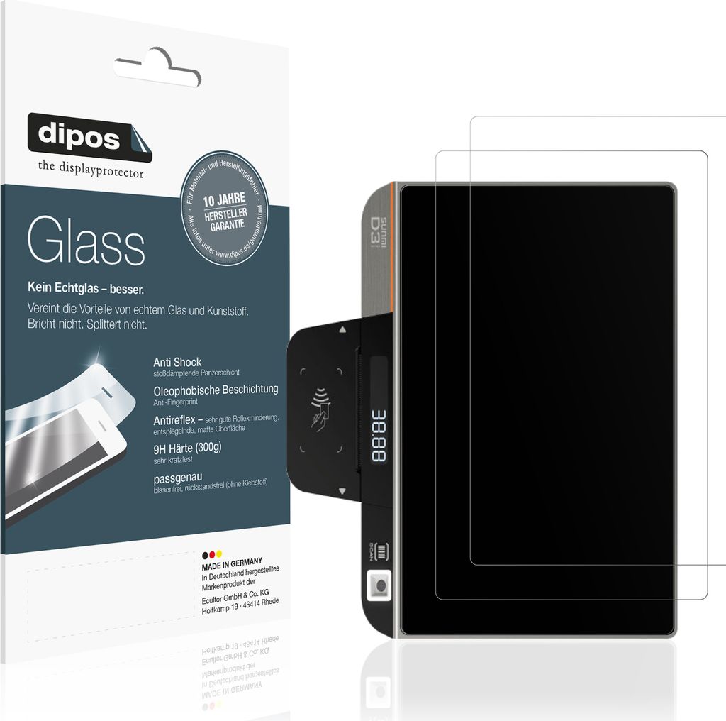 2x Schutzfolie für Sunmi D3 Mini matt - Anti-Shock 9H Folie dipos Glass Kunststoffglas