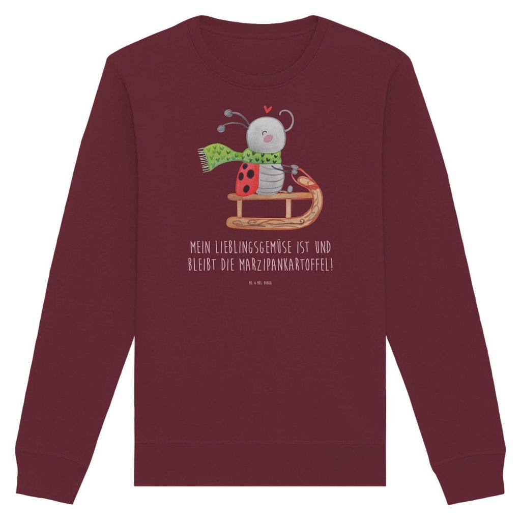 Mr. & Mrs. Panda Baumwoll Pullover Smörle Rodeln Größe XL - Burgundy - Geschenk, Winter, Marzipan, Sweatshirt, Schlittenfahren, Weihnachten, Swe...