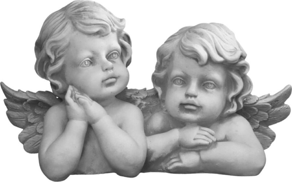 Casa Padrino Jugendstil Deko Skulptur 2 Engel Grau 31 x 15 x H. 19 cm - Elegante Deko Stein Figur - Wohnzimmer Deko - Garten Deko - Barock & Jugend...