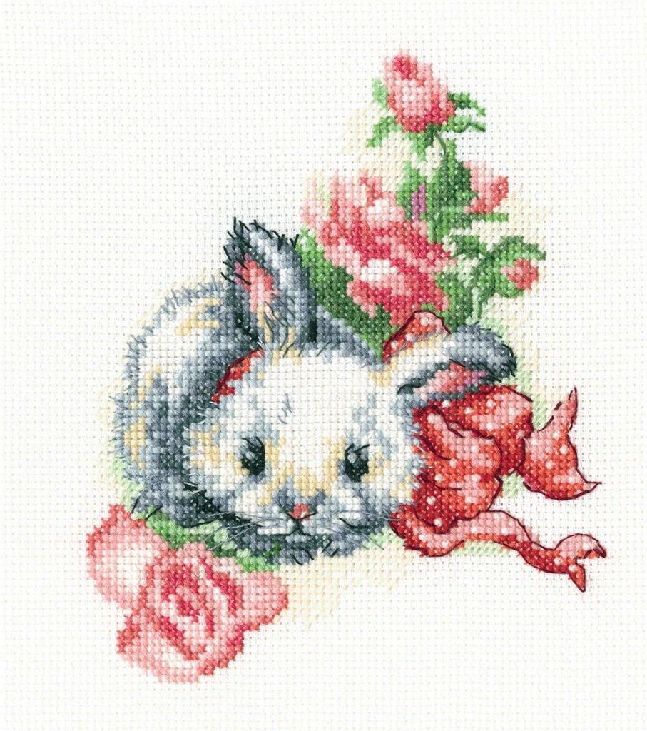 RTO Kreuzstich Set "Flauschiges Geschenk" C289, Zählmuster, 13x15,5 cm