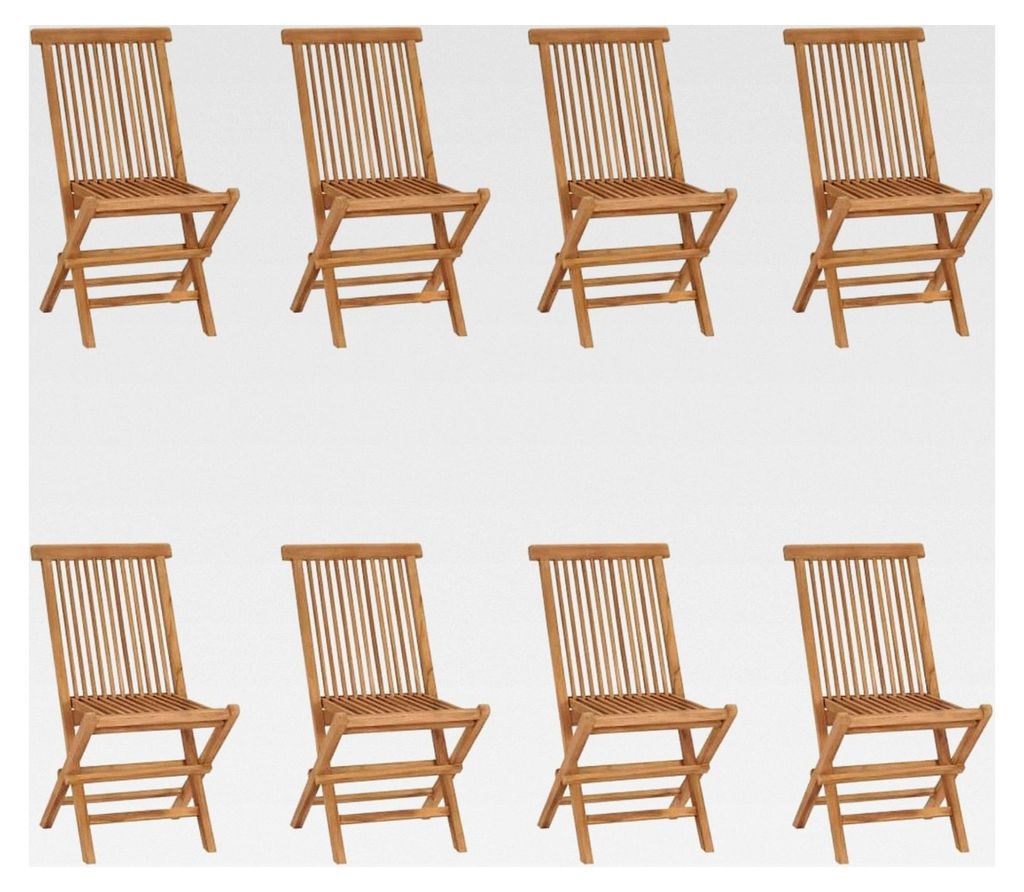Klappbare Gartenstühle 8 Stück Hochlehner, Campingstühle, Lehnstühle, Wetterfester Stuhl, Massivholz Teak
