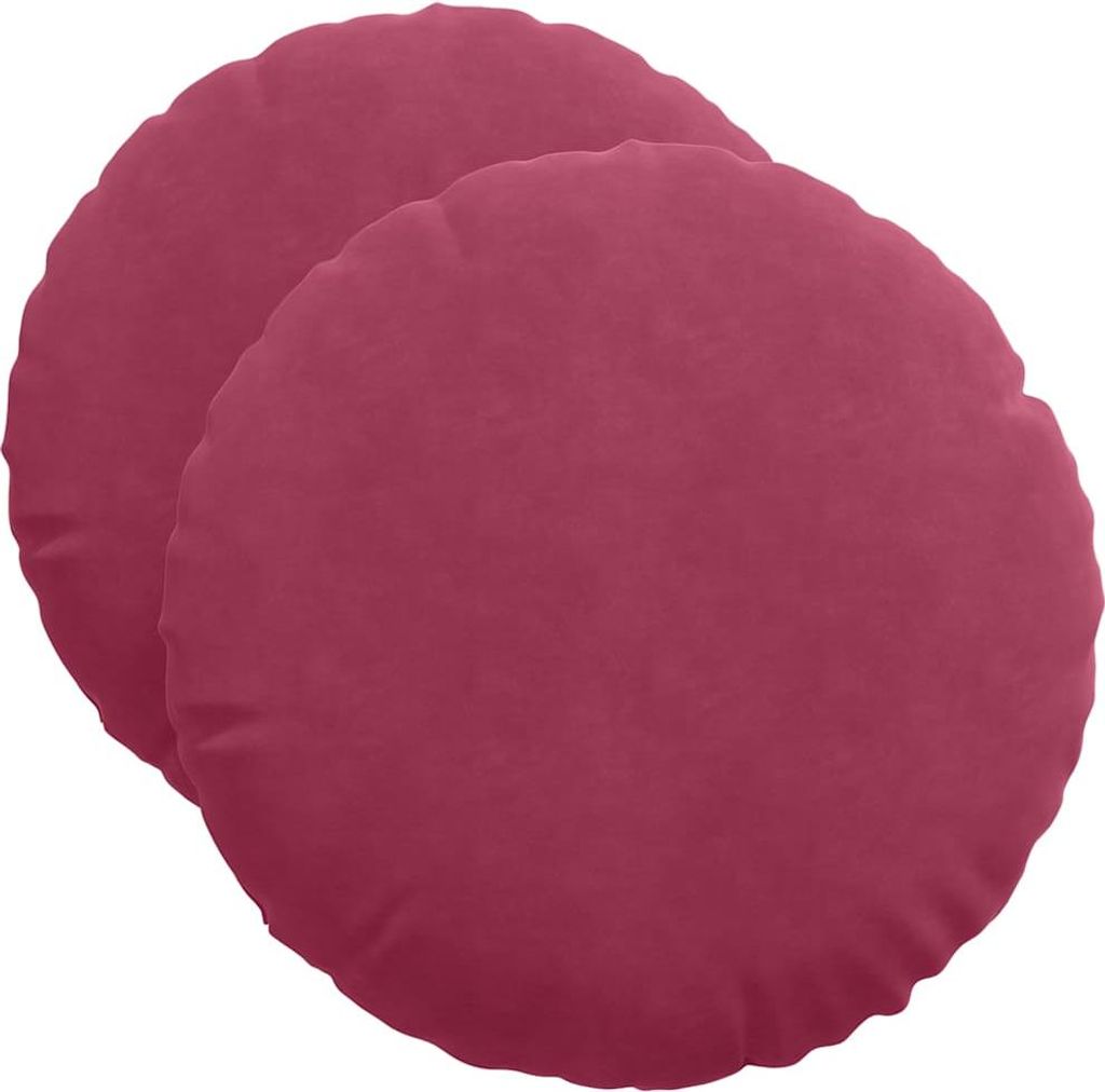 vidaXL Sitzkissen 2 Stück Weinrot Ø 50 x 19 cm Samt