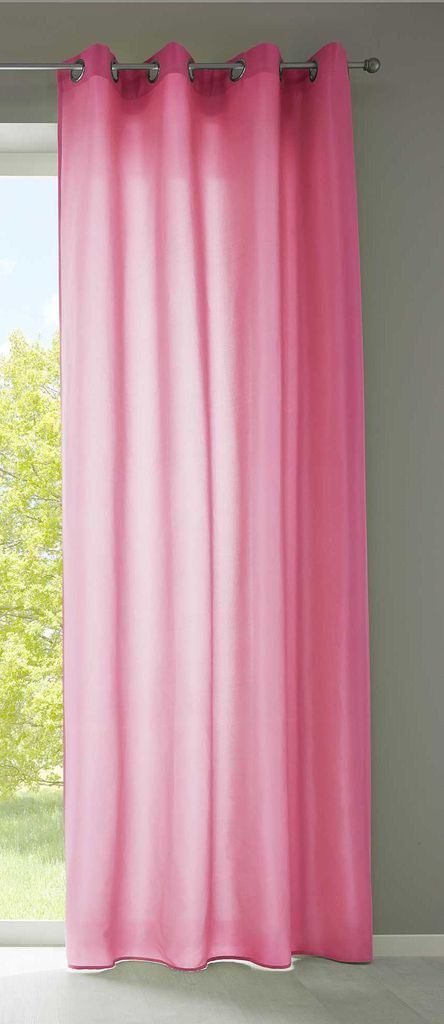 1er Set Vorhänge Schal Ösen »Berlin« HxB 245x140 cm Pink Blickdicht Microsatin Lichtdurchlässig Uni Matt, 20405N