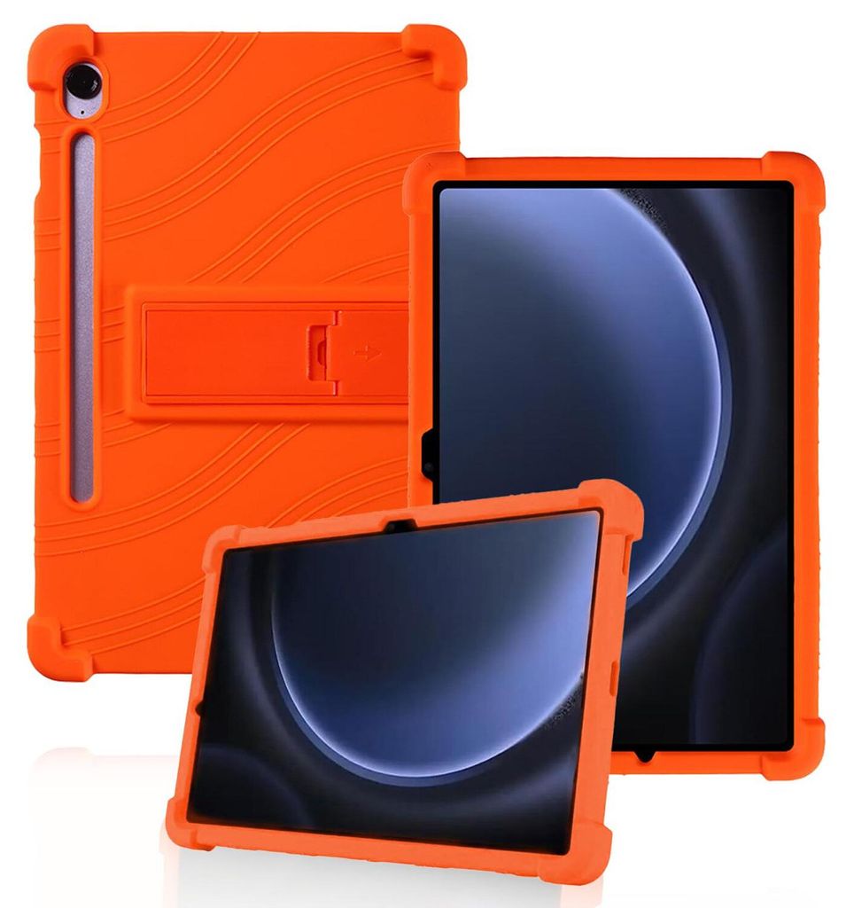 Tablet Hülle für Samsung Galaxy Tab S10 FE+ 13,1" 2025, Stoßfeste Weiches Silikon Schutzhülle mit Standfunktion Orange