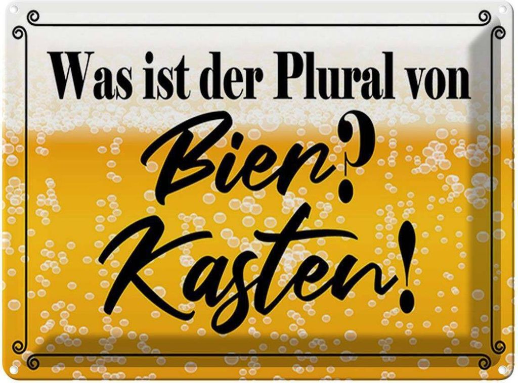vianmo Blechschild 30x40 cm was ist Plural von Bier? Produktbild 