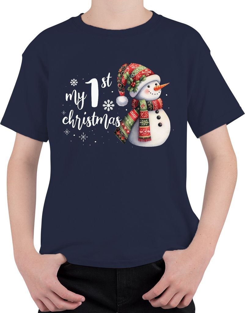 My 1st christmas erste Weihnachten - Weihnachtsgeschenk Christmas Uni Kinder T-Shirt, Navy, 152