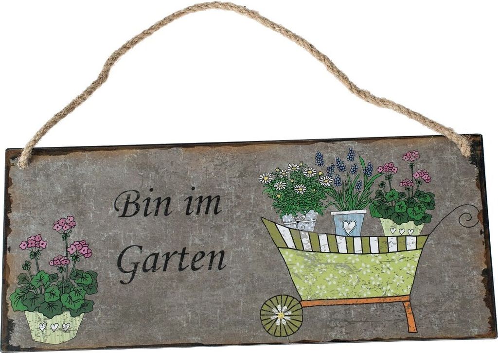DIO Wandbild aus Metall Bin im Garten, 30x13 cm Produktbild 