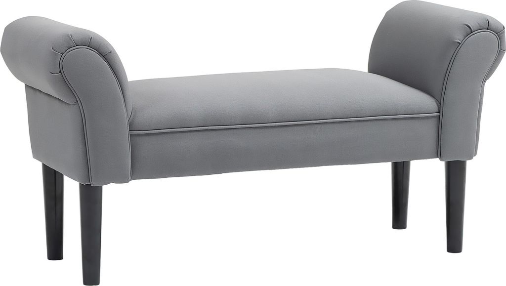 Sitzbank, Bettbank, robuste Bauweise, weiche Polsterung, 102x36x51 cm, Grau