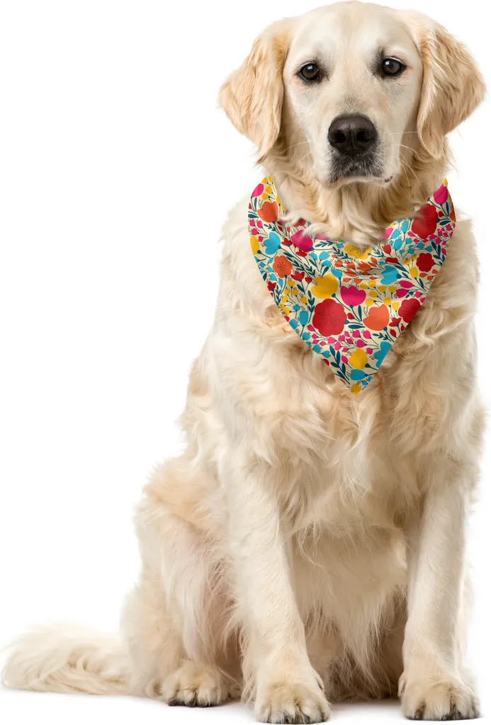 ABAKUHAUS Bandana Pet 55x55 Fiori | Lavabile e Resistente