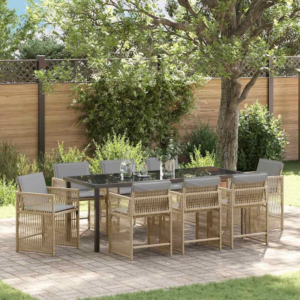 Maison Exclusive - Garten Essgruppe 9 pcs Beige Poly-Rattan