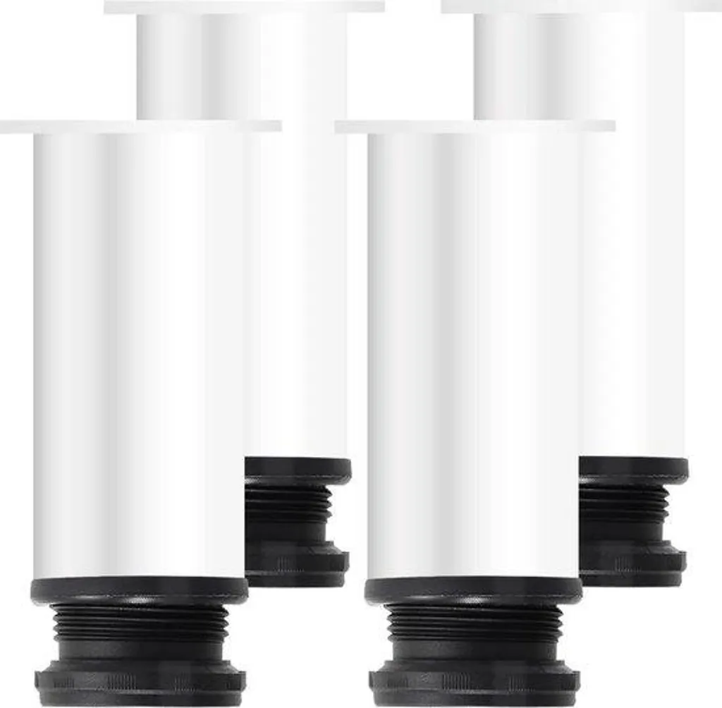 Pied de table cylindrique réglable 12 cm blanc inox pour meubles - 4x