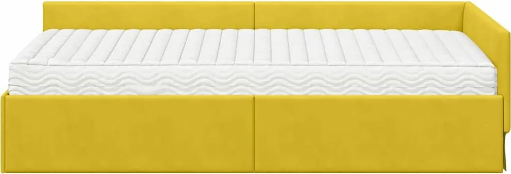 Lit d'angle gain de place en velours vert avec matelas inclus, ensemble - 5