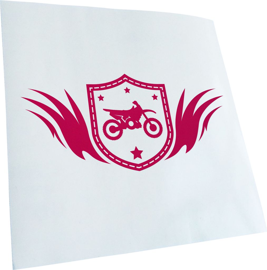 Kiwistar - Autoaufkleber - Motocross Wappen - Pink - 24x11cm - Aufkleber für Auto, Laptop, Fahrrad, LKW, Motorrad Mehrfarbig JDM Decal Racing