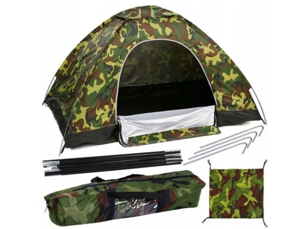 Tente de randonnée compacte 3 personnes camouflage format 2x2 mètres