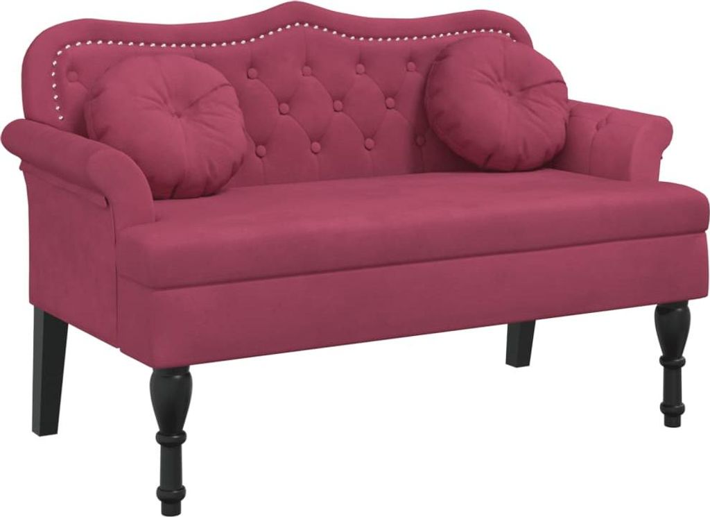vidaXL Sitzbank mit Kissen Weinrot 120,5x65x75 cm Samt