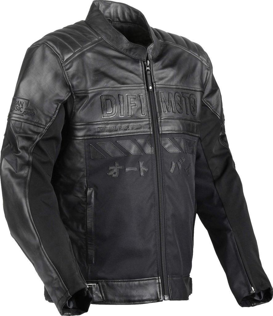 DIFI Iconic Motorrad Lederjacke, schwarz, 52