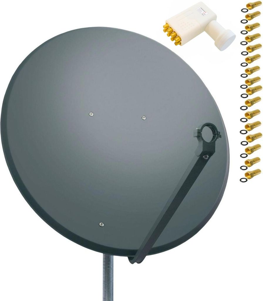 PremiumX SAT Anlage 100cm Antenne Stahl Anthrazit Octo LNB Produktbild 
