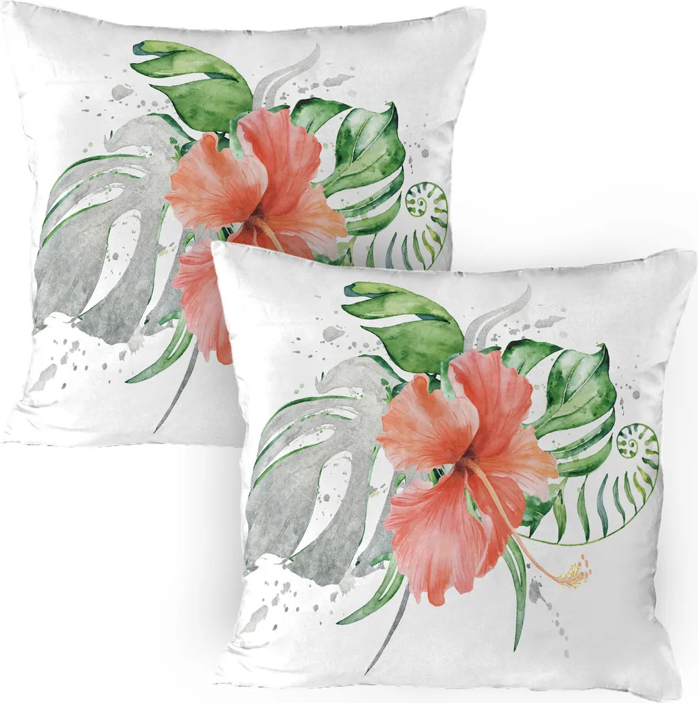 Federe 80x80 ABAKUHAUS Hibiscus Siena Sand - Stampa Artistica Set 2