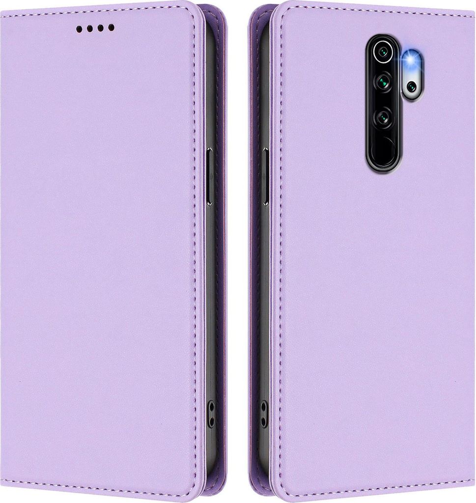 Handyhülle für Xiaomi Redmi Note 8 Pro, Kunstleder Klapphülle Stoßfeste Magnetische Hülle mit Ständer Violett