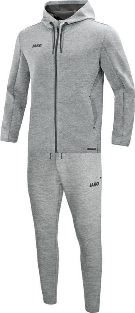 JAKO Damen Jogginganzug Premium Basics mit Kapuze, Farbe:grau meliert, Größe:42