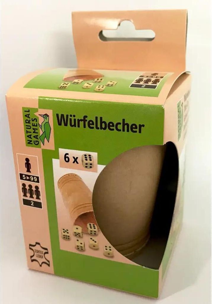 Lederwürfelbecher mit 6 Würfeln Produktbild 