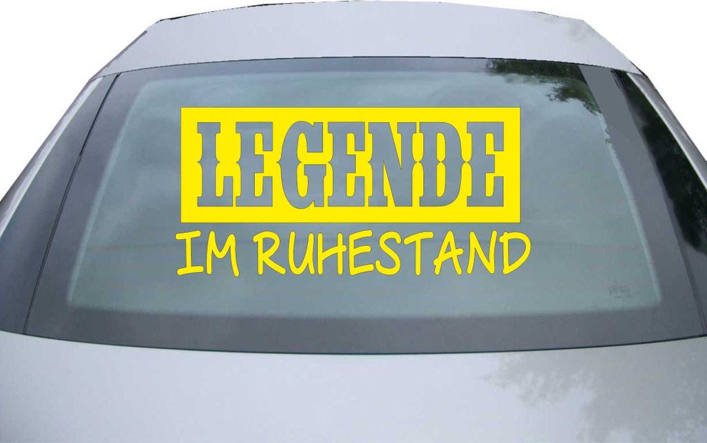Indigos UG - Aufkleber Heckscheibe & Motorklappe DE6193 - gelb - 600x285 mm - legende im ruhestand - Auto Scheiben Fenster Heckklappe Tuning Racing...