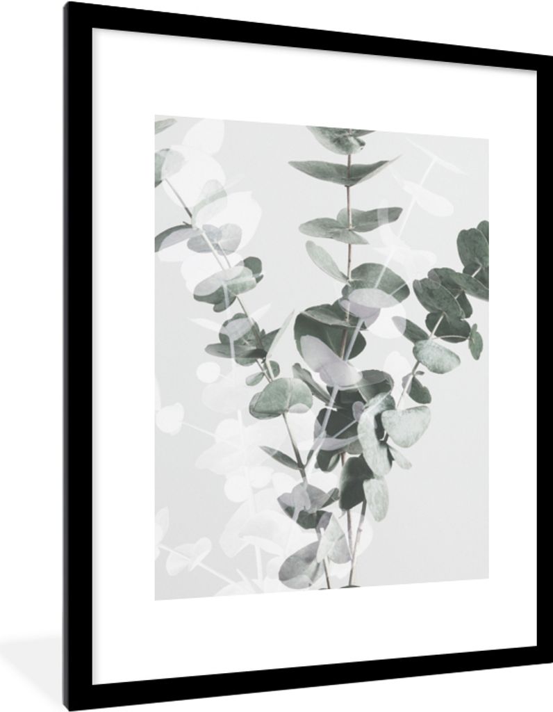 MuchoWow Gerahmtes Poster Pflanzen - Grün - Natur - Blätter 60x80 cm - Poster mit Schwarzem Bilderrahmen Wandposter Rahmen Foto Bilder - Wohnzi...