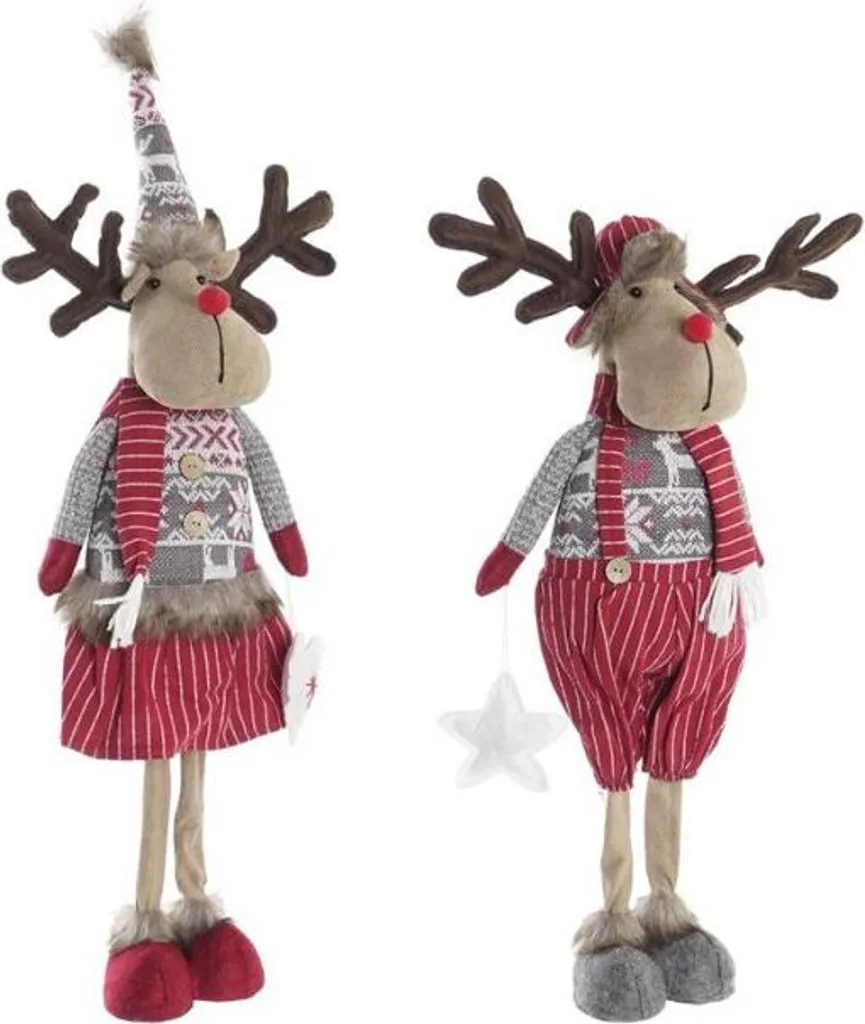 Grand Renne de Noël DKD Home Decor 58cm en Polyester Souple - Set de 2