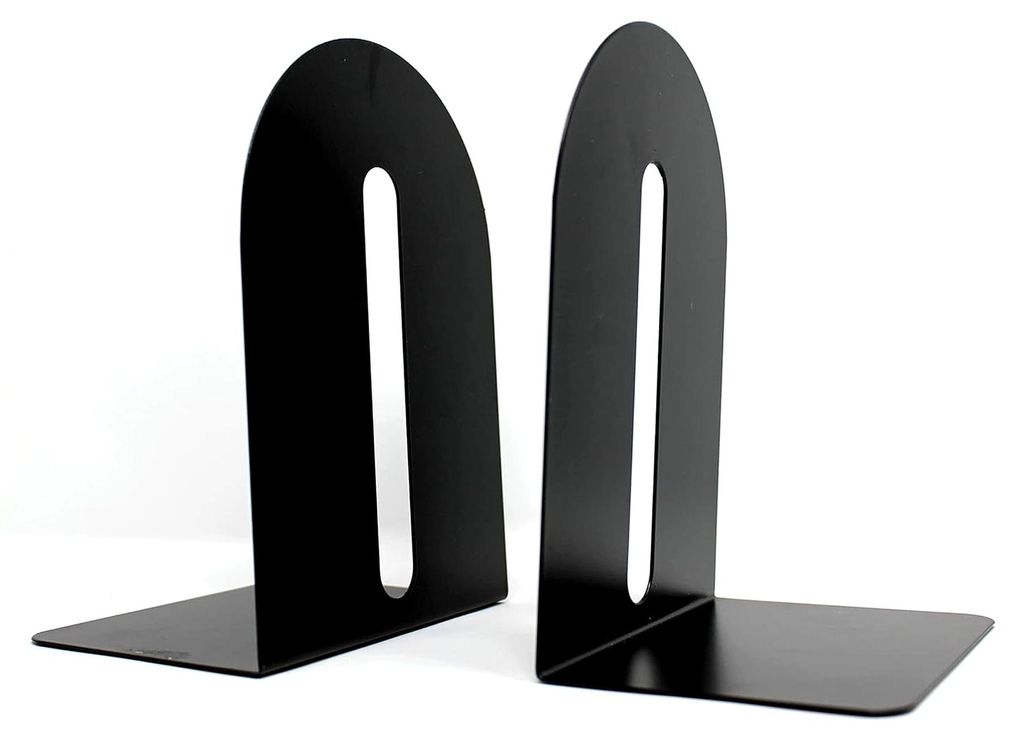Buchstützen aus Metall, 2 Stück im Set, schwarz, Höhe ca. 16 cm