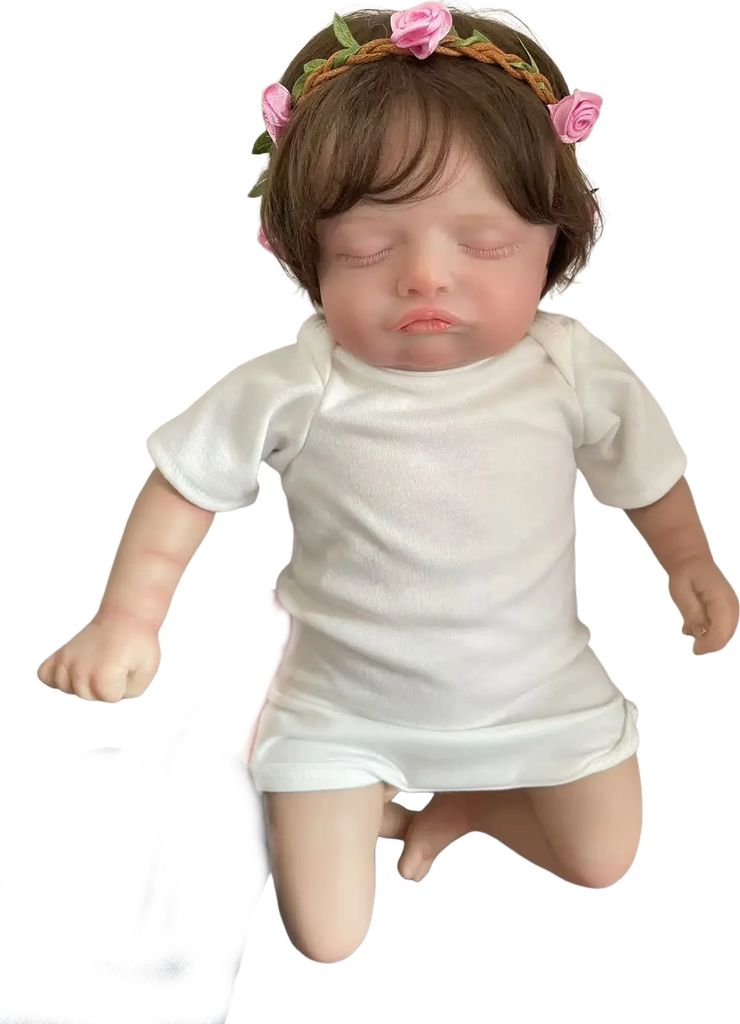 45 Cm Stoffkörper Bereits Bemaltes, Fertiges, Schlafendes, Wiedergeborenes Baby Mit Sichtbaren Adern Und Handverwurzelten Haaren