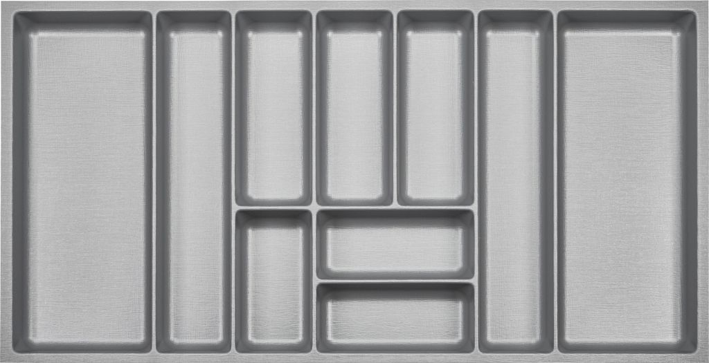 ORGA-BOX III Besteckeinsätze Tiefe 473 mm, Höhe 50,5 mm silbergrau Schubladeneinsätze Breite 891 mm für Schubladen 1000 mm Canvas-Struktur
