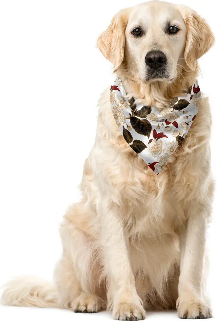 ABAKUHAUS Bandana per animali domestici con fiori, motivo Chinese Plum, 55x55 cm, marrone scuro bordeaux