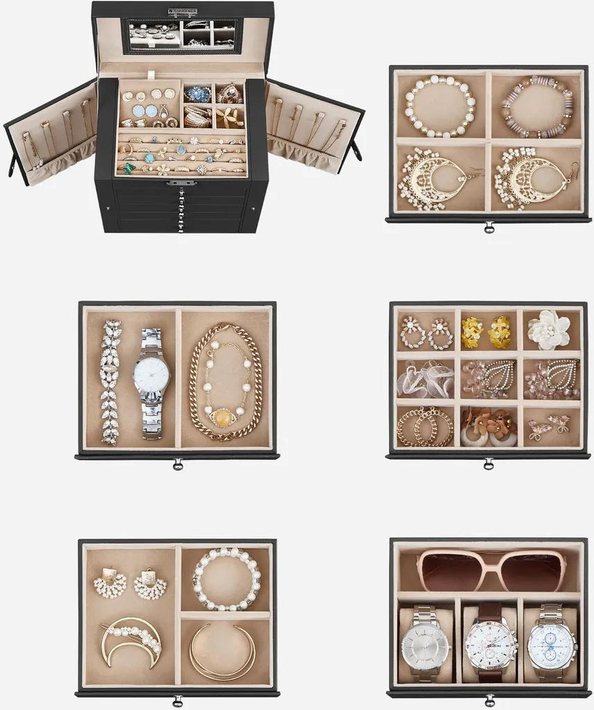 Boîte à bijoux JBC152B01 - Coffret de rangement noir pour bagues - 3