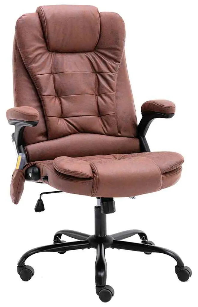 Chaise de bureau massante contre le mal de dos aspect daim marron