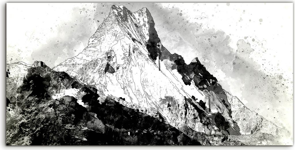 Coloray Acrylbild 120x60 Wandbild Acrylbilder Deko Abstrakte Berge Aquarell monoton