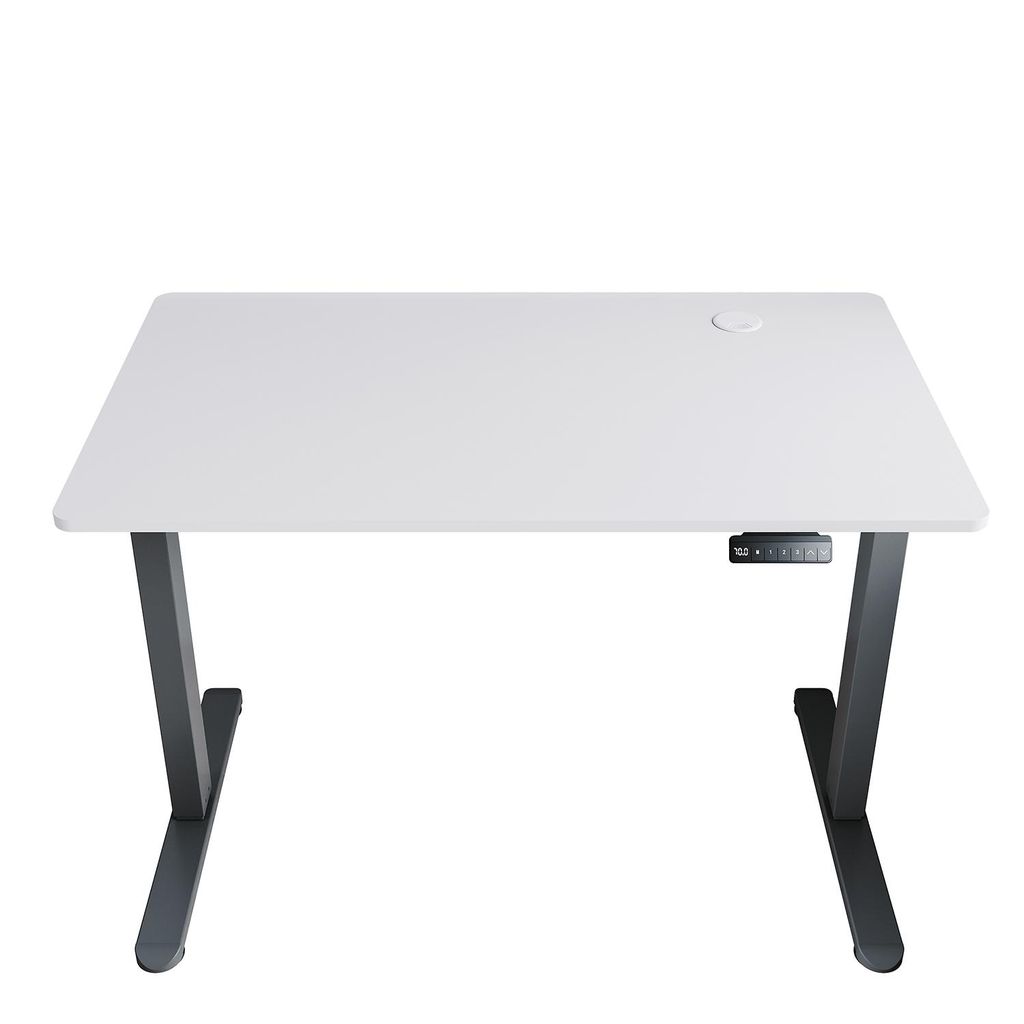SONNI weißer elektrisch höhenverstellbarer Schreibtisch 100x60 cm, Tragkraft 60 kg, mit Kindersicherung und Memoryfunktion, 15 mm Tischplatte