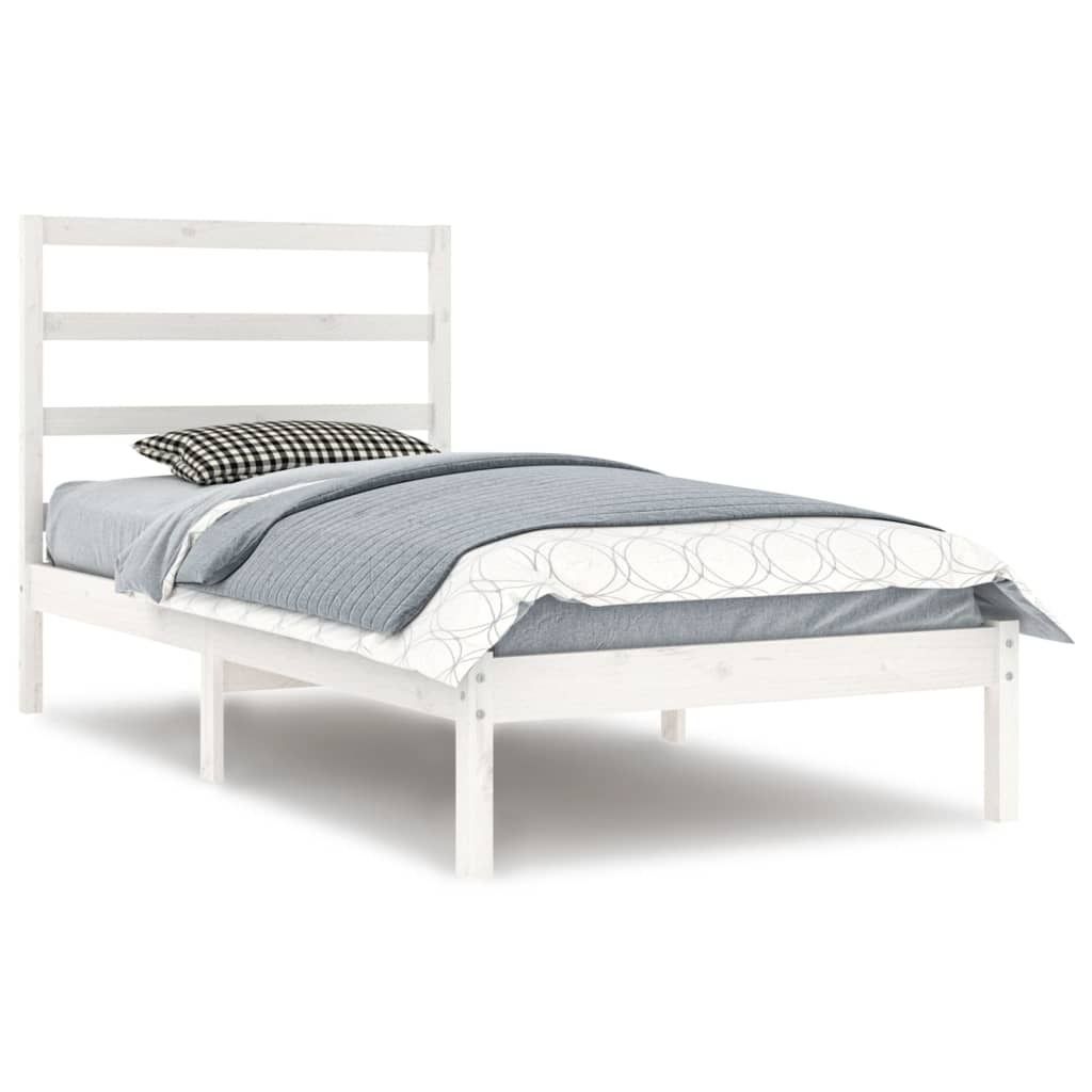 vidaXL Massivholzbett ohne Matratze Weiß 90x200 cm Kiefernholz