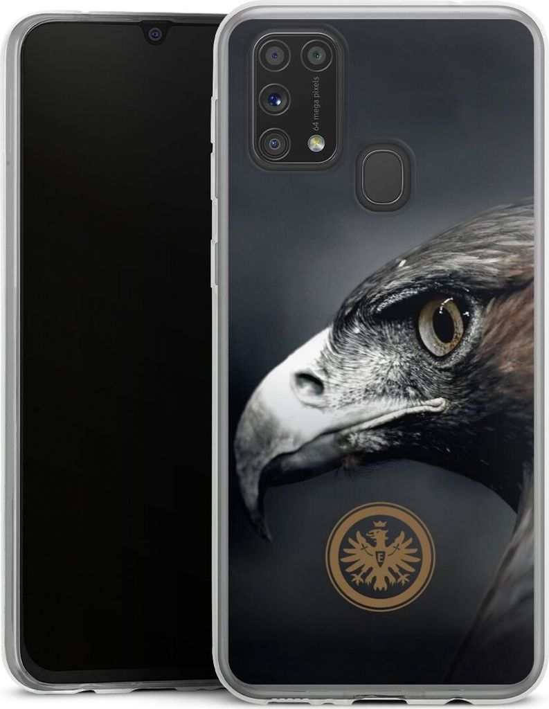 DeinDesign Slim Hülle für Samsung Galaxy M31 Silikon Case Ultra Dünn Handyhülle Adler Eintracht Frankfurt Offizielles Lizenzprodukt