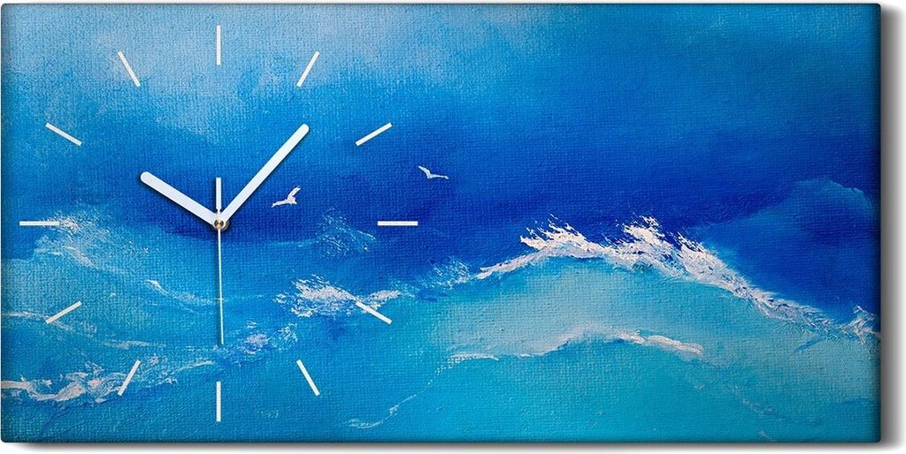 Dekor Leinwand Uhr Wandbilder 60x30 Gemälde Meer Wellen Vögel Himmel Kunst - weiße Hände
