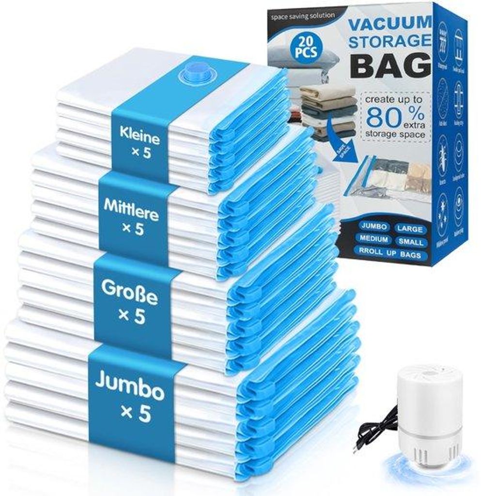 Vacuümzakken für die Wand, 2er Pack, Raumsparende Jumbosäcke, groß, für Saisonkleidung, Röcke, Schutz, wieder verwendbar