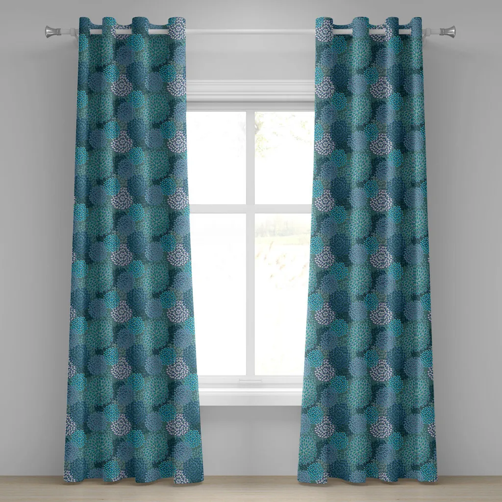 Tenda Design ABAKUHAUS Petrolio 280x260 | Fiori Digitali Astratti