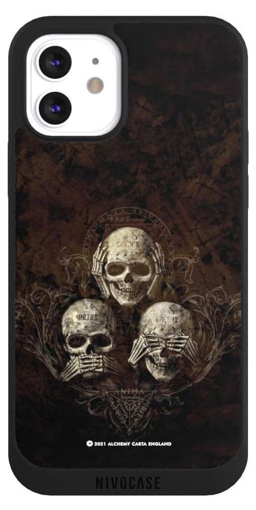 NIVOCASE Handyhülle für Apple iPhone 12 Hülle NIVOpure Case Schwarz Art Gothic Totenköpfe